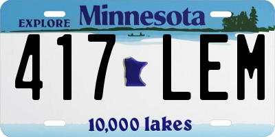MN license plate 417LEM