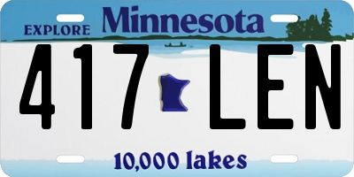 MN license plate 417LEN