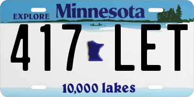 MN license plate 417LET
