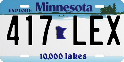 MN license plate 417LEX