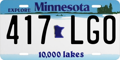 MN license plate 417LGO