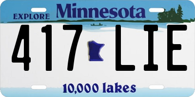 MN license plate 417LIE