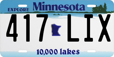 MN license plate 417LIX