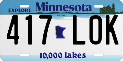 MN license plate 417LOK
