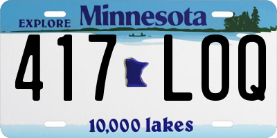 MN license plate 417LOQ