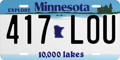 MN license plate 417LOU