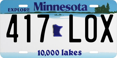 MN license plate 417LOX