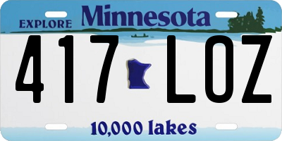 MN license plate 417LOZ