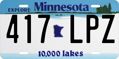 MN license plate 417LPZ