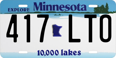MN license plate 417LTO