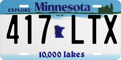 MN license plate 417LTX