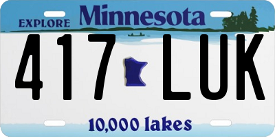 MN license plate 417LUK