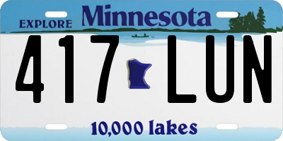 MN license plate 417LUN