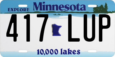 MN license plate 417LUP