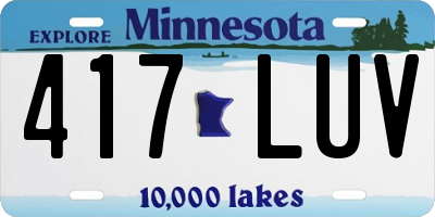 MN license plate 417LUV