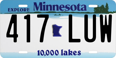 MN license plate 417LUW