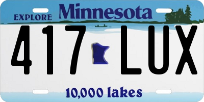 MN license plate 417LUX