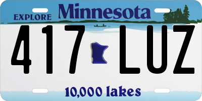 MN license plate 417LUZ