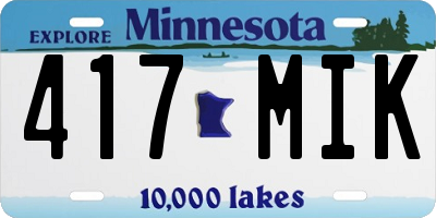 MN license plate 417MIK