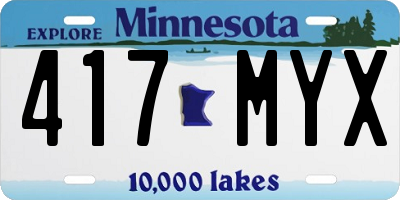 MN license plate 417MYX