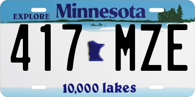 MN license plate 417MZE