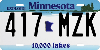 MN license plate 417MZK