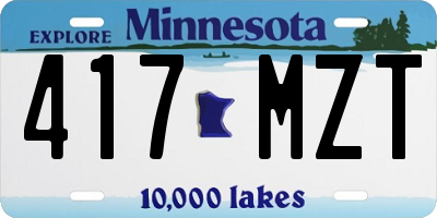 MN license plate 417MZT