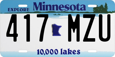 MN license plate 417MZU