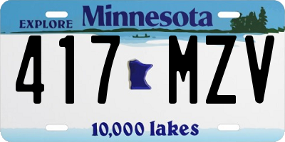 MN license plate 417MZV