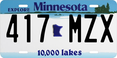 MN license plate 417MZX