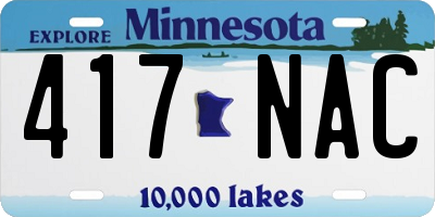 MN license plate 417NAC
