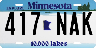 MN license plate 417NAK