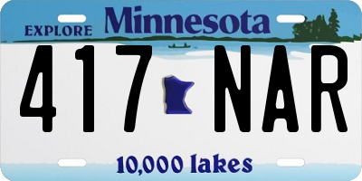 MN license plate 417NAR