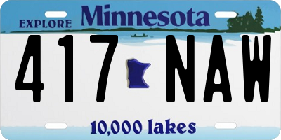MN license plate 417NAW