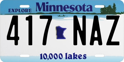 MN license plate 417NAZ