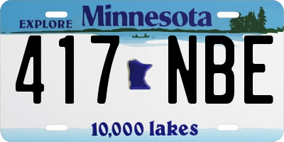 MN license plate 417NBE