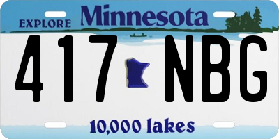 MN license plate 417NBG