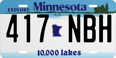 MN license plate 417NBH