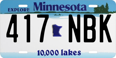 MN license plate 417NBK