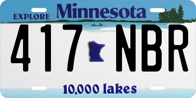 MN license plate 417NBR