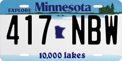 MN license plate 417NBW