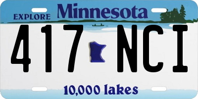 MN license plate 417NCI