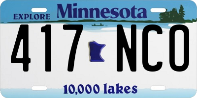 MN license plate 417NCO