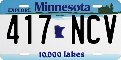 MN license plate 417NCV