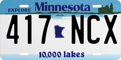 MN license plate 417NCX