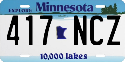 MN license plate 417NCZ
