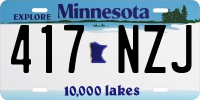 MN license plate 417NZJ