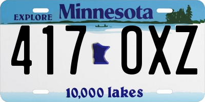 MN license plate 417OXZ