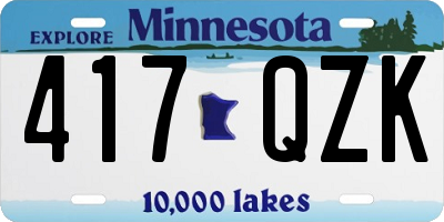 MN license plate 417QZK