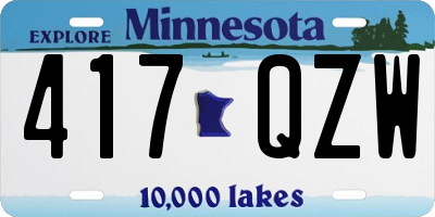 MN license plate 417QZW
